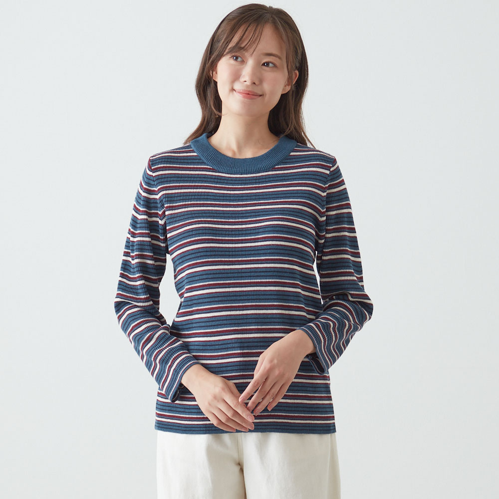 【ベルメゾン】自宅で洗えるマルチボーダーニット