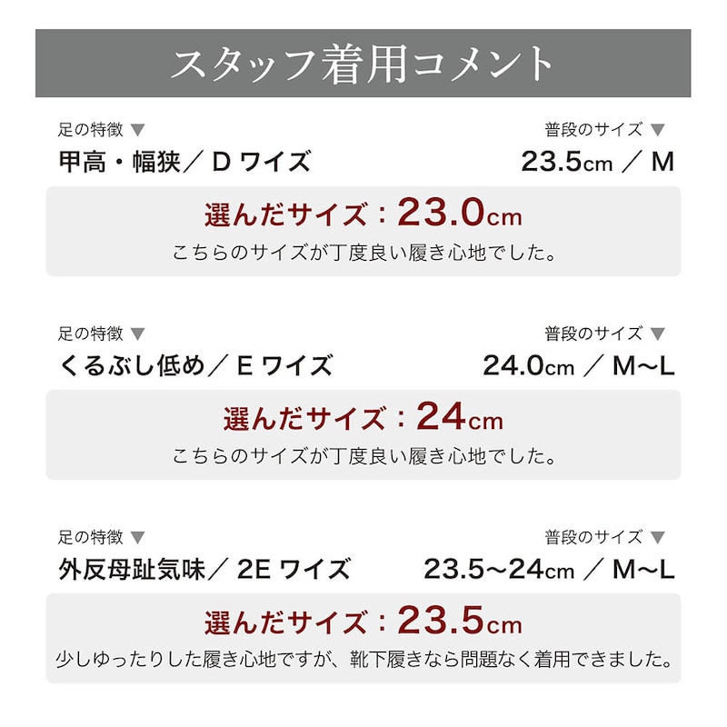 スタッフの着用コメント