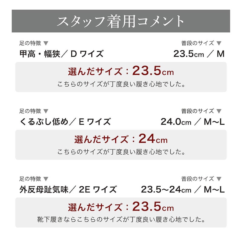 スタッフの着用コメント