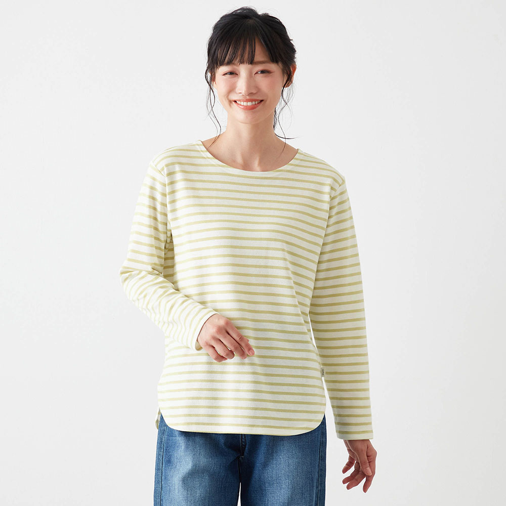 裏メッシュさらさら長袖ボーダーTシャツ 裏メッシュさらさら長袖ボーダーTシャツ