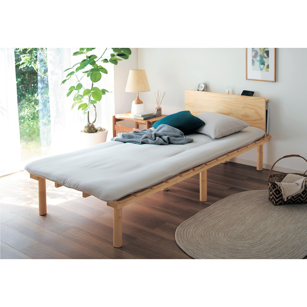 敷布団でも使えるパイン材の高さ調整式ベッド <シングル/セミダブル> 敷布団でも使えるパイン材の高さ調整式ベッド <シングル/セミダブル>