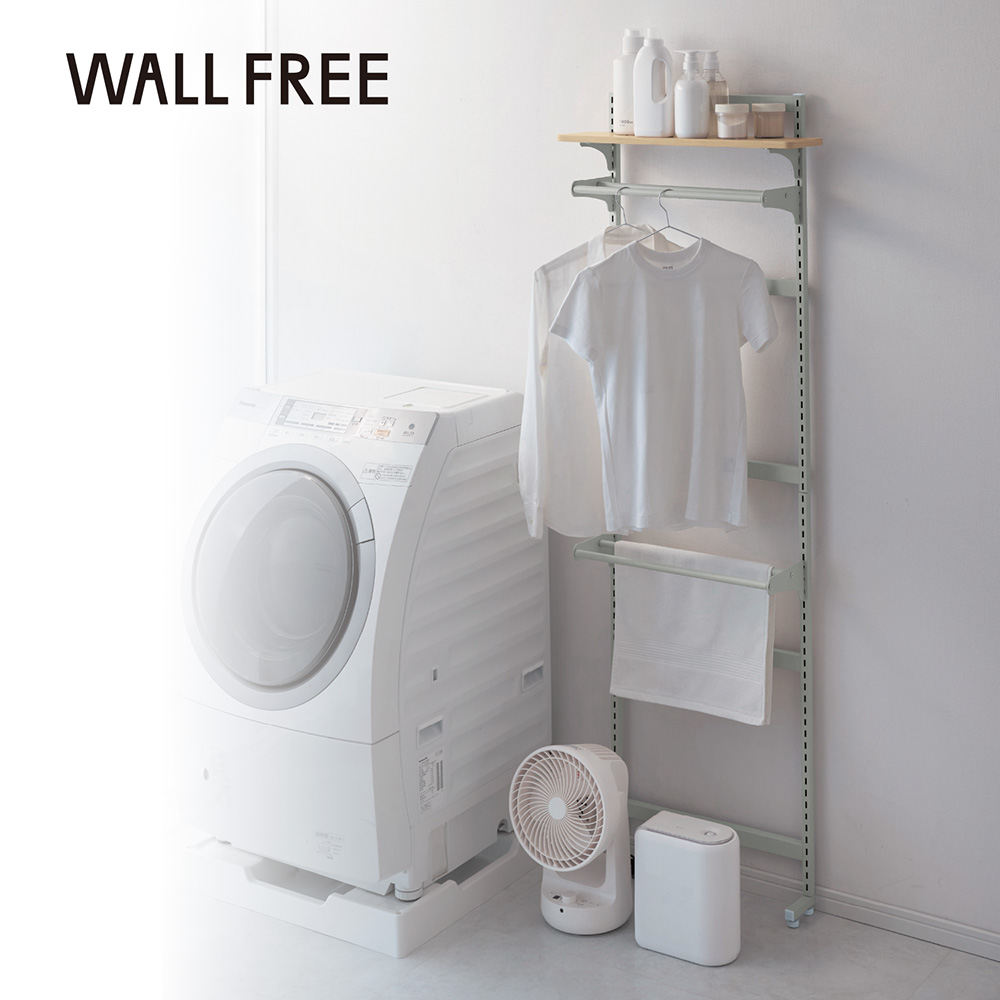 突っ張らずに取り付けられる棚付きハンガーラック 突っ張らずに取り付けられる棚付きハンガーラック