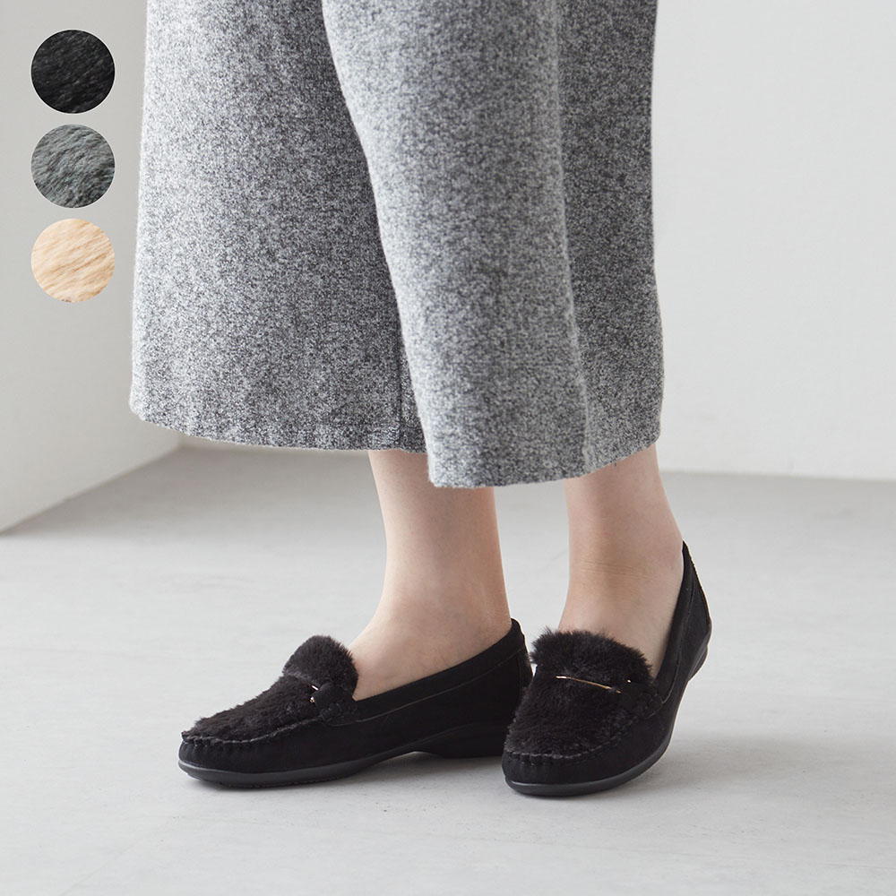 【ベルメゾン】フェイクファー使いモカシンローファー