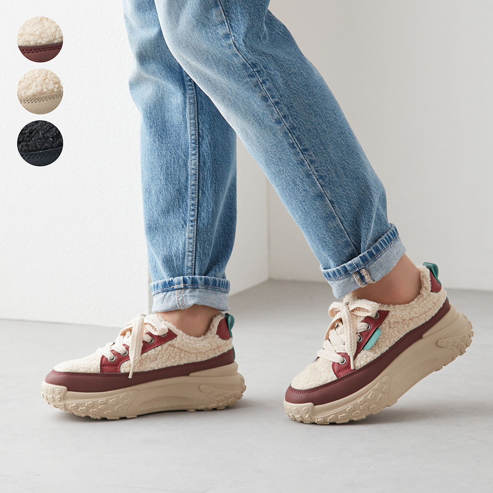 【ベルメゾン】ボア使い厚底スニーカー