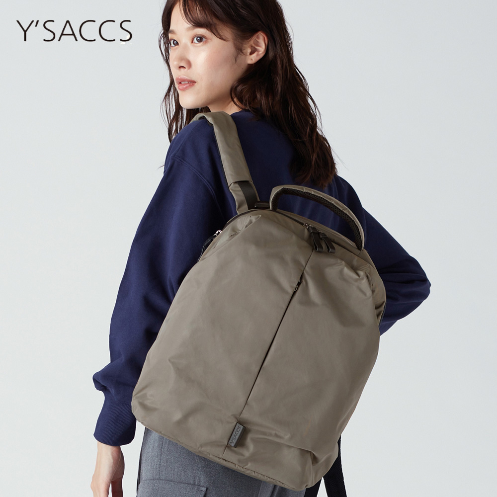 【イザック/Y'SACCS】内側配色の本革使いナイロンリュック 【はっ水加工】