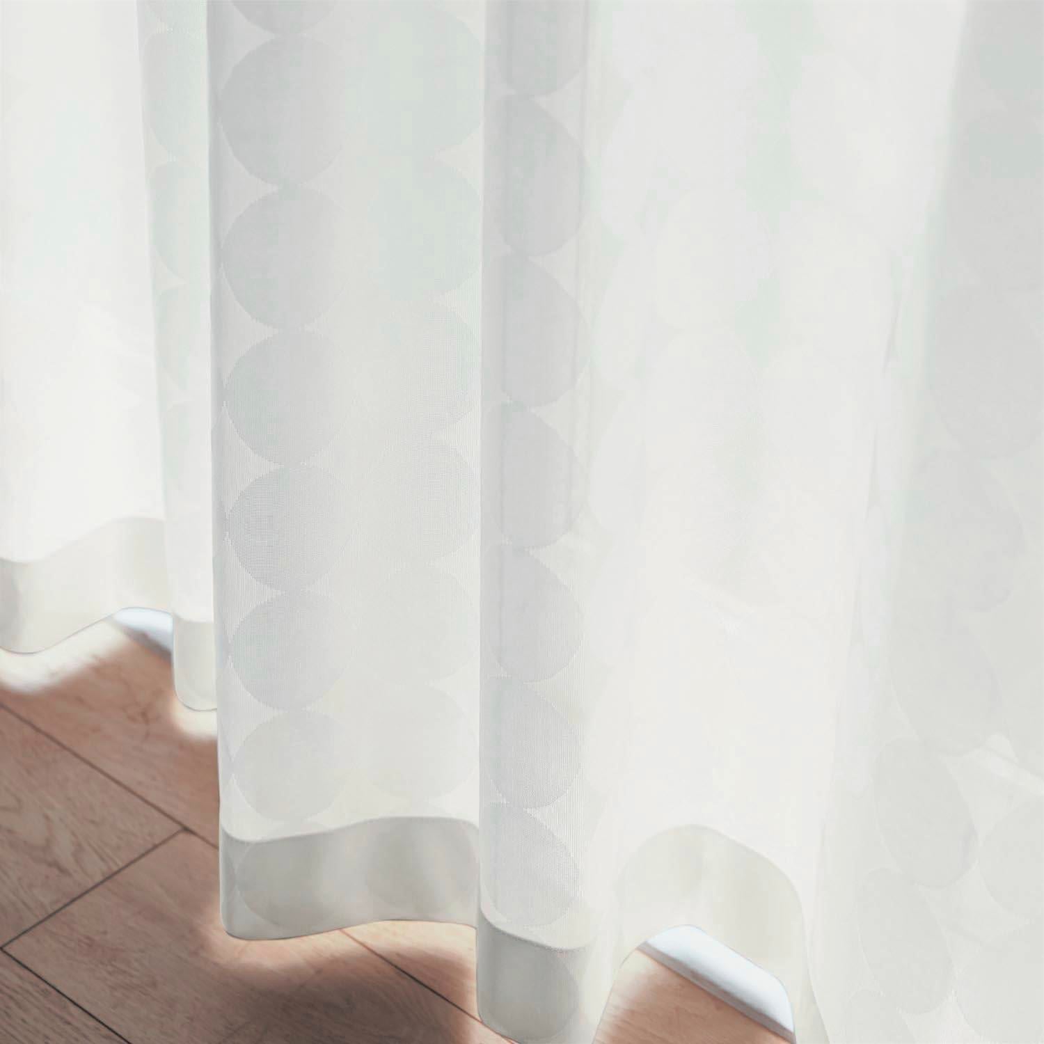 【ベルメゾン】【74サイズ】 サークル柄のUVカット・遮熱・遮像・防炎レースカーテン