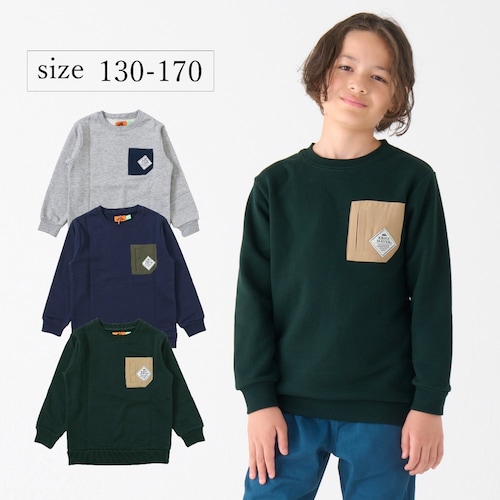 アウトドアデザインがカッコイイ！ヤマロゴポケクルースウェット【子供服】