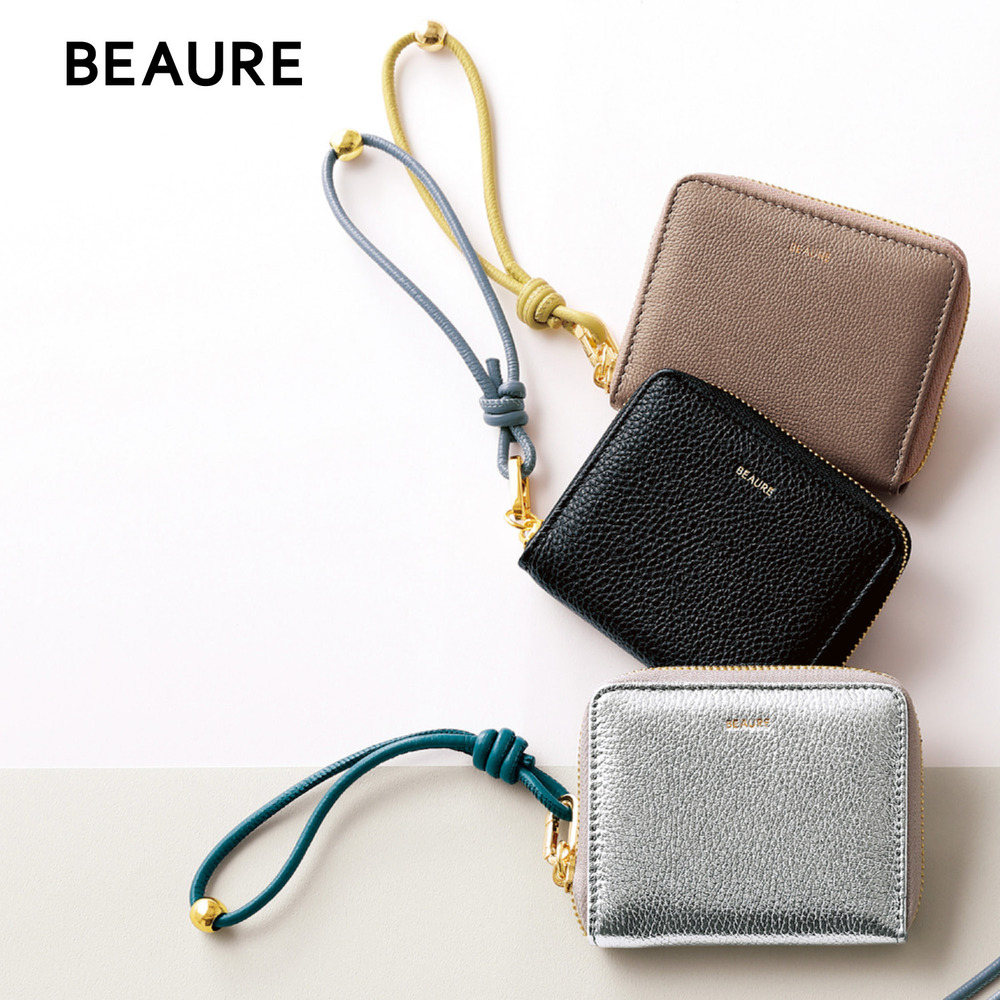 【ヴュレ/Beau're】ストラップ付き本革ミニ財布