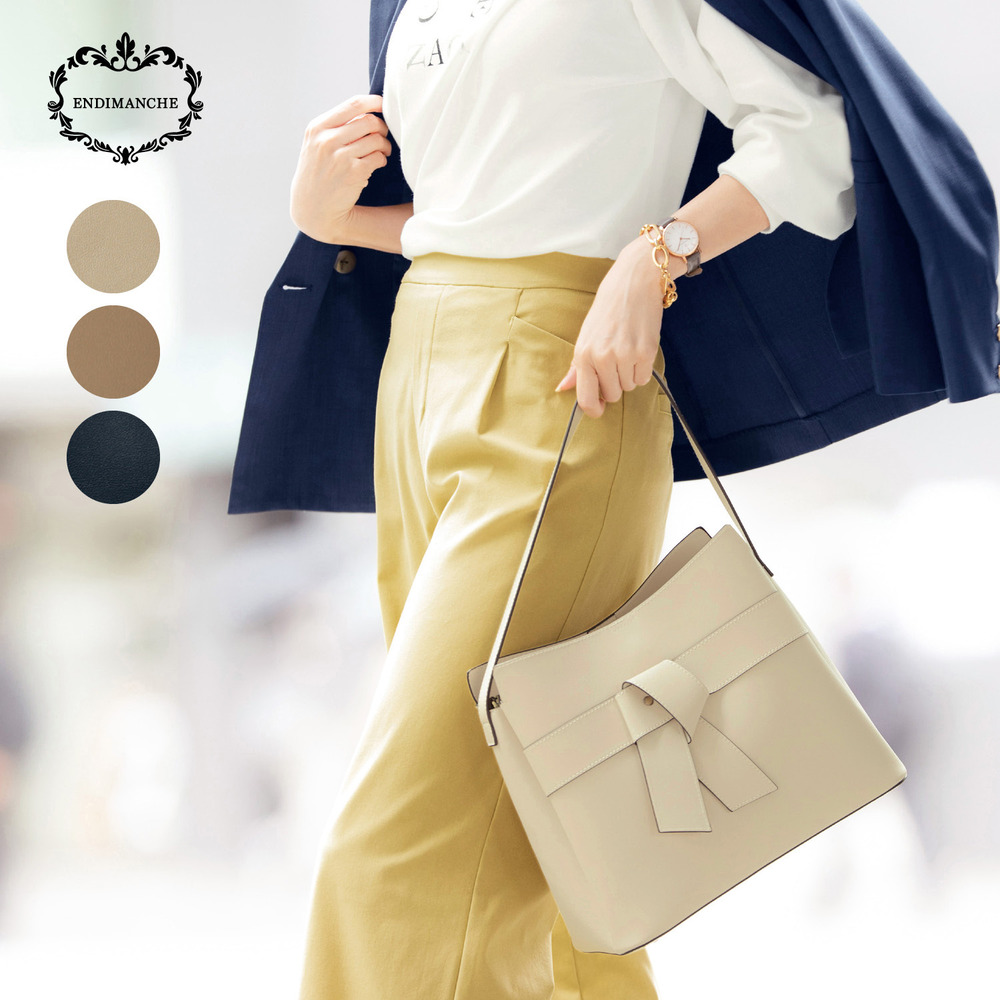 【アンディマンシェ/ENDIMANCHE】リボンワンショルダーバッグ(2WAY)【軽量】