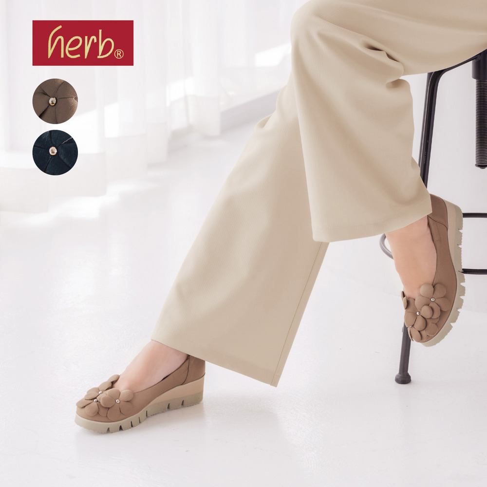 【ハーブ/herb】本革厚底フラワーシューズ[日本製]