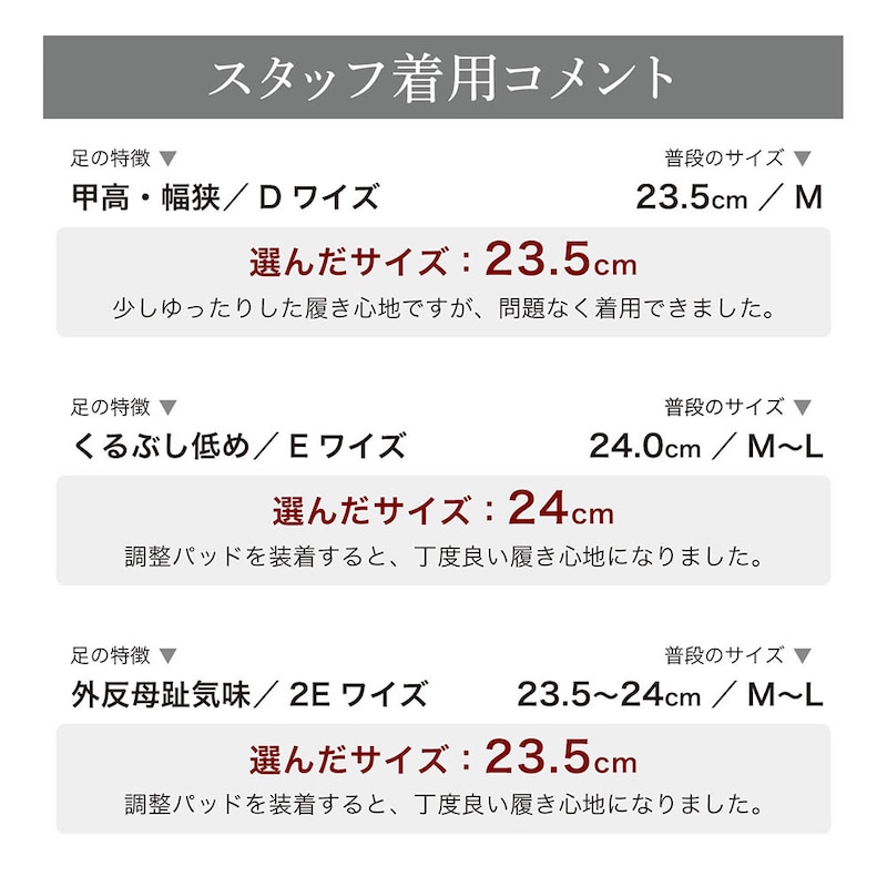 スタッフの着用コメント