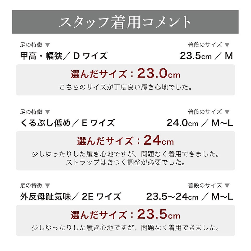 スタッフの着用コメント