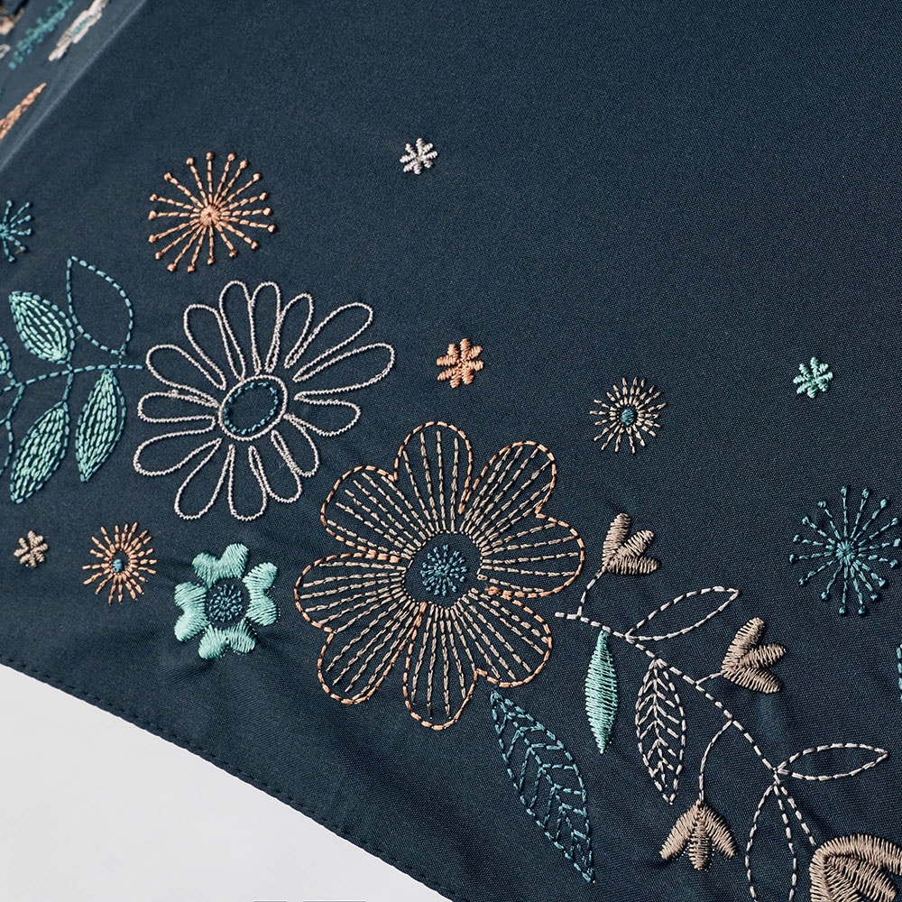 柄アップ　ブラック（刺繍のようなお花畑）
