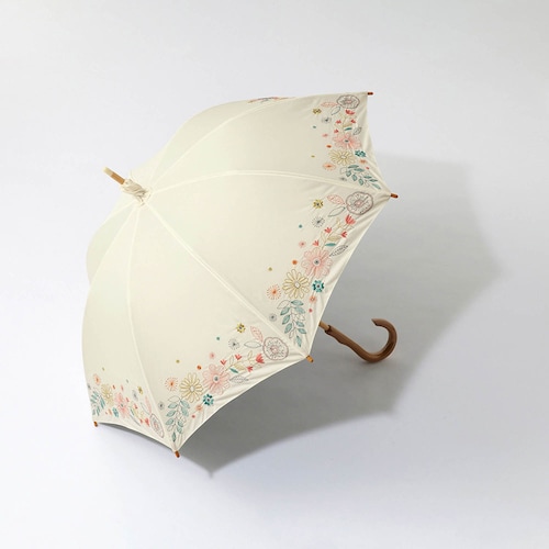 【新柄登場】 刺繍が美しい１級遮光晴雨兼用日傘／刺繍のようなお花畑 「ミニラボ」