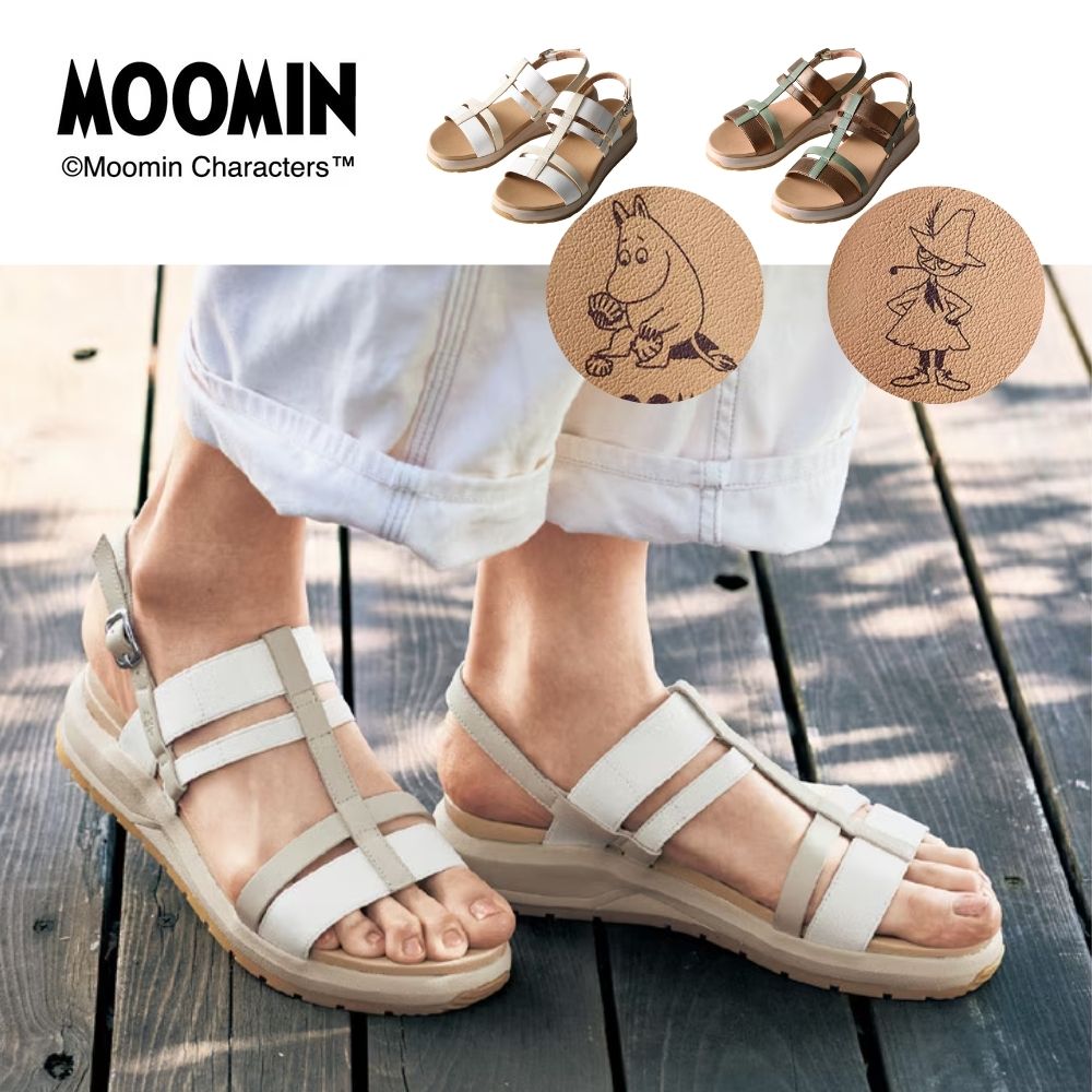 【ムーミン/MOOMIN】【あしながおじさん】歩くたび、心地よい。 スニーカーソールの本革ストラップサンダル 「ムーミン」