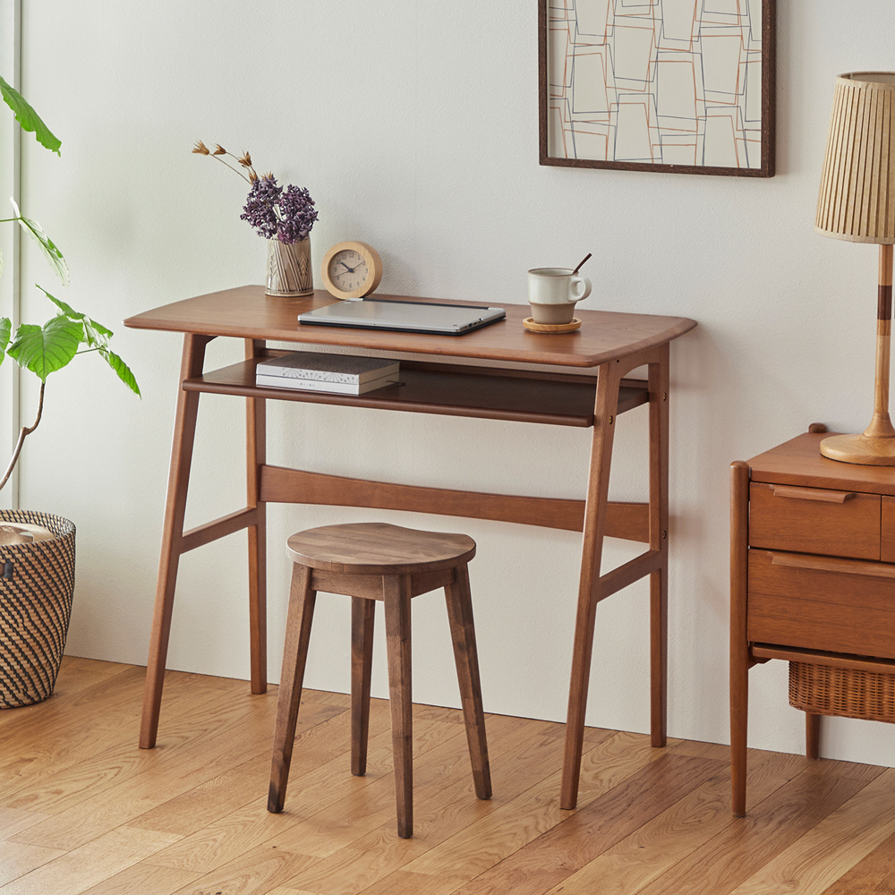 【ベルメゾン】天然木の北欧ヴィンテージ風デスク
