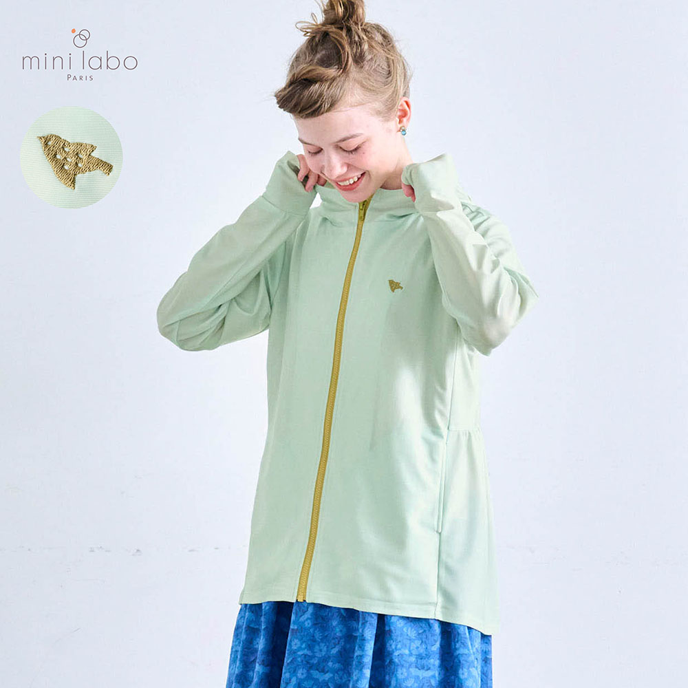 【ミニラボ/mini labo】後ろフレアのUVカットパーカ/コトリ 「ミニラボ」