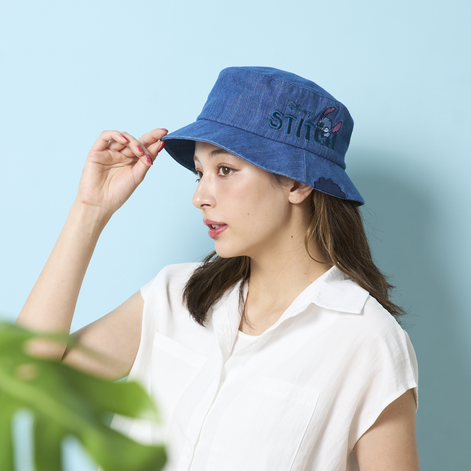 【ディズニー/Disney】デニム刺繍バケットハット「スティッチ」