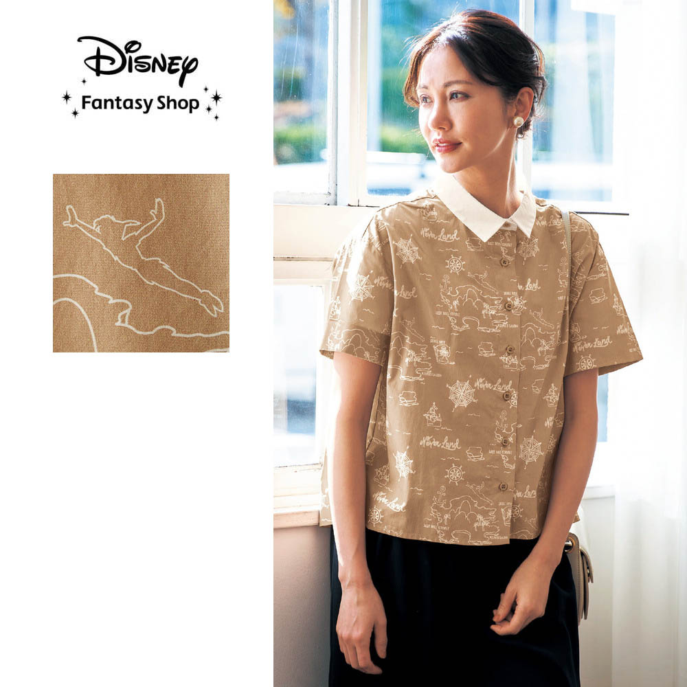 【ディズニー/Disney】クロップド半袖総柄シャツ「ピーター・パン」