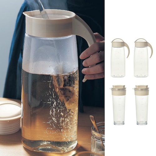 【2本セット】お湯も注げる縦横兼用メモリ付き冷水筒・麦茶ポット［日本製］