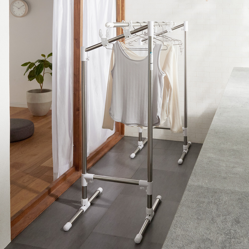 【ベルメゾン】狭いベランダにも設置できる奥行45cmの物干し台 【コンパクト収納 布団干し】