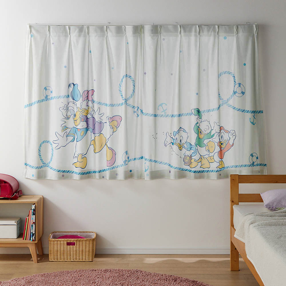 一枚絵のようなUVカット・遮熱・遮像レースカーテン 「ドナルド&ファミリー」(ディズニー/Disney) 一枚絵のようなUVカット・遮熱・遮像レースカーテン 「ドナルド&ファミリー」(ディズニー/Disney)
