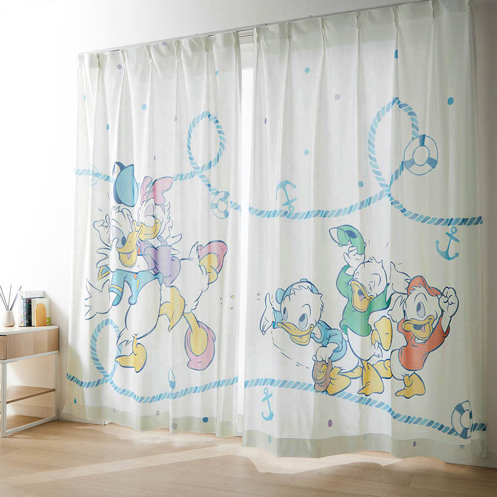 一枚絵のようなUVカット・遮熱・遮像レースカーテン 「ドナルド&ファミリー」(ディズニー/Disney) 一枚絵のようなUVカット・遮熱・遮像レースカーテン 「ドナルド&ファミリー」(ディズニー/Disney)