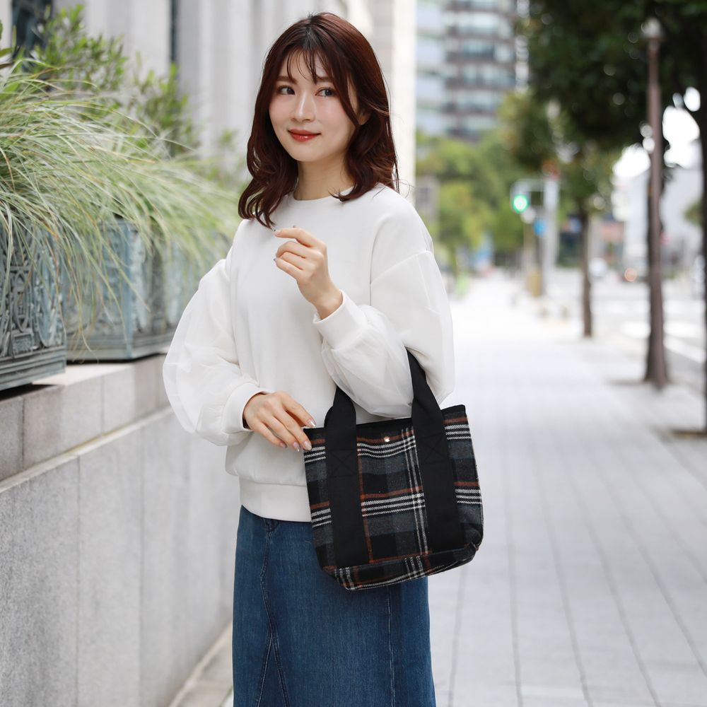 【ポルカポルカ/polkapolka】チェック柄仕切り付きトートバッグ