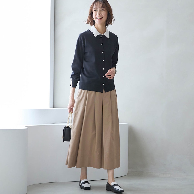 モデル身長169cm／M ※写真は撮影用のため総丈+８cmになります。