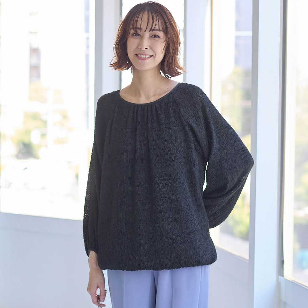 【スタイルノート/StyleNote】カットジャカードバルーンブラウス