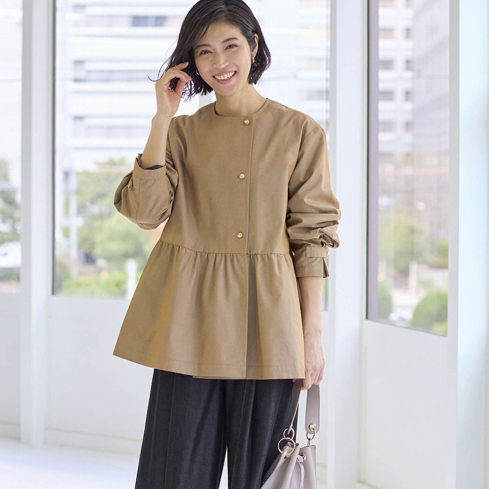 【スタイルノート/StyleNote】シャンブレー素材のAラインコート