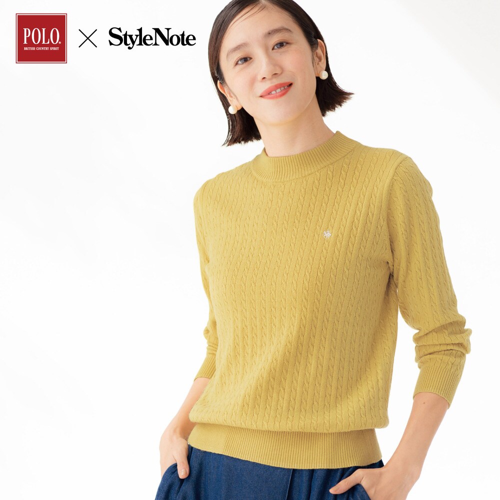 【スタイルノート/StyleNote】胸元刺繍ミニケーブルニット