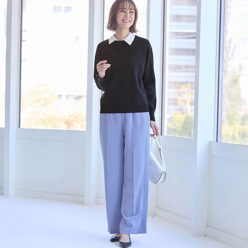 モデル身長169cm／M（襟付き・ボタン側後ろ）