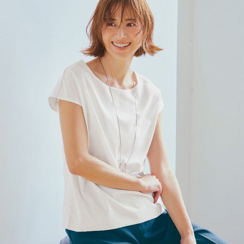 【スタイルノート/StyleNote】身頃二重前身頃布帛切替えカットソー[日本製]