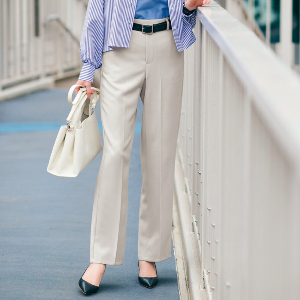 週3使えるストレッチストレートパンツ 【プチ・トールサイズあり】