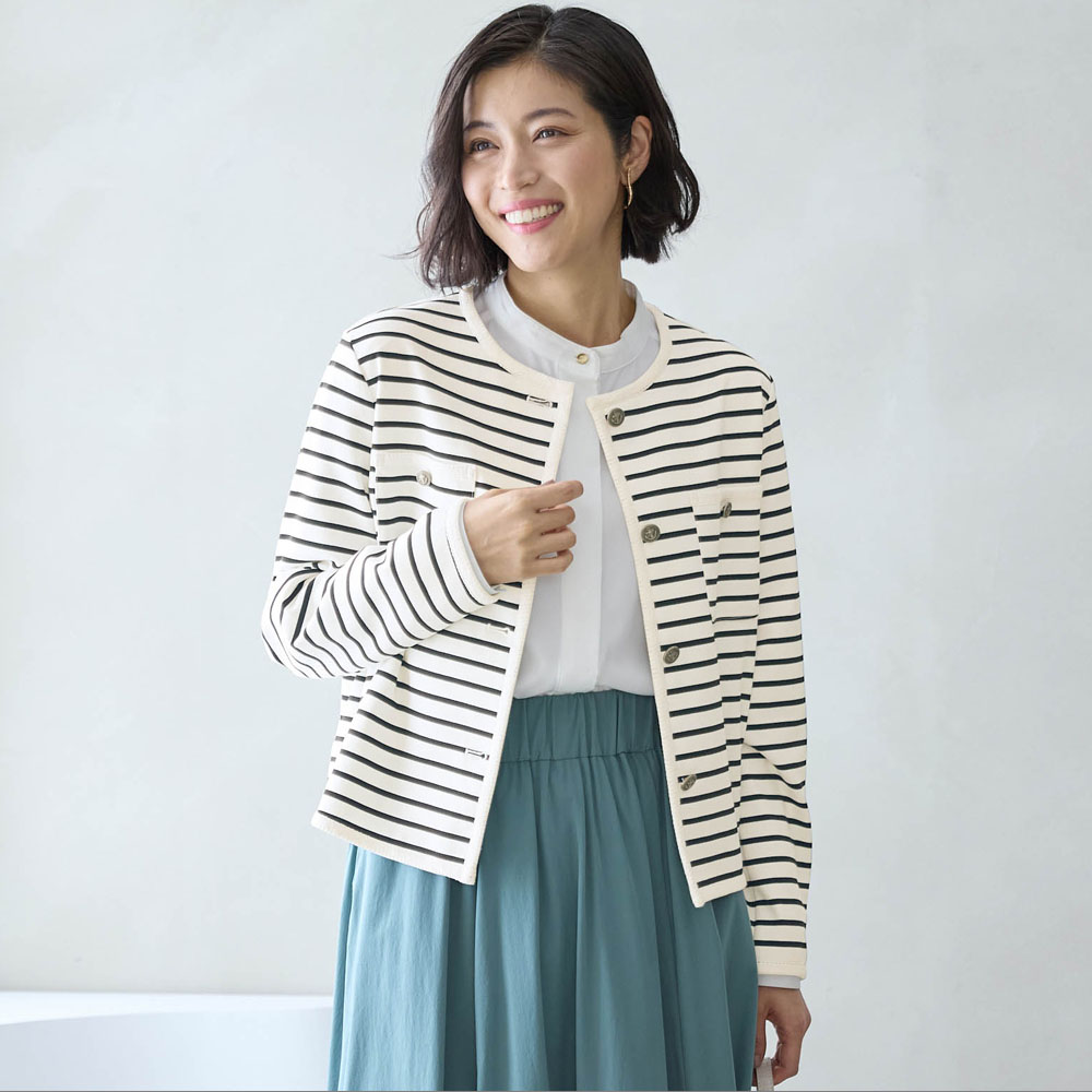 【スタイルノート/StyleNote】ボーダーポンチジャケット