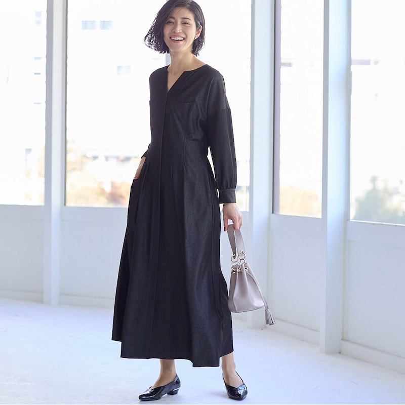 モデル身長168cm／M ※写真は撮影用のため着丈+9cmになります。