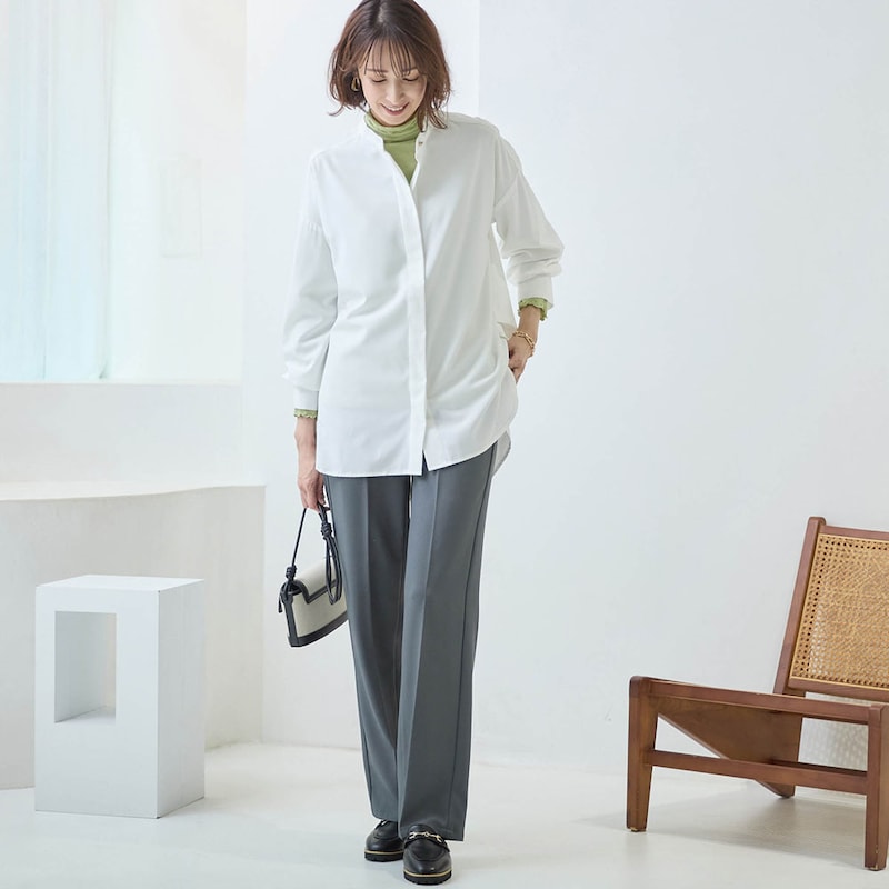 モデル身長169cm／M ※写真は撮影用のため股下+6cmになります。パンツのみ着用