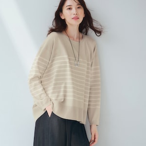 【スタイルノート/StyleNote】大人ボーダーニット 【毛玉になりにくい】