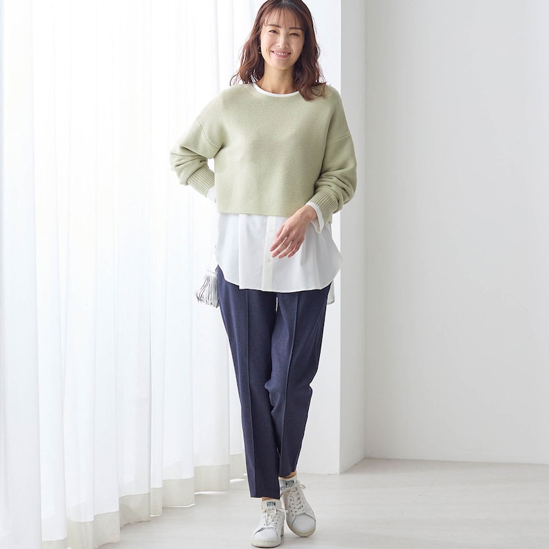 モデル身長173cm／M ※写真は撮影用のため股下+6cmになります。