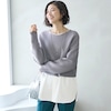 【2点セット】ニット/シャツ▼ニット・ワイドな身幅が今っぽいショート丈ニット・重心を上げることですっきりとした印象に▼シャツ・長めのシャツで腰まわりをカバー・上身頃はカットソーですっきり着用可能―素材