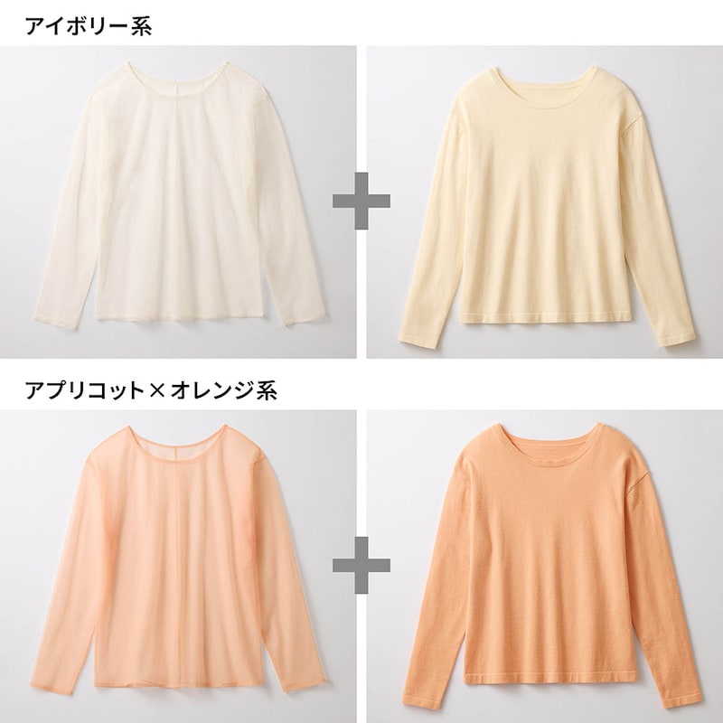 チュールトップスとニットの2点セット