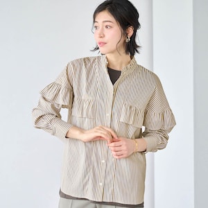 【スタイルノート/StyleNote】シワになりにくいフリル使いブラウス【形態安定】