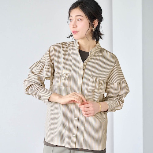 シワになりにくいフリル使いブラウス【形態安定】