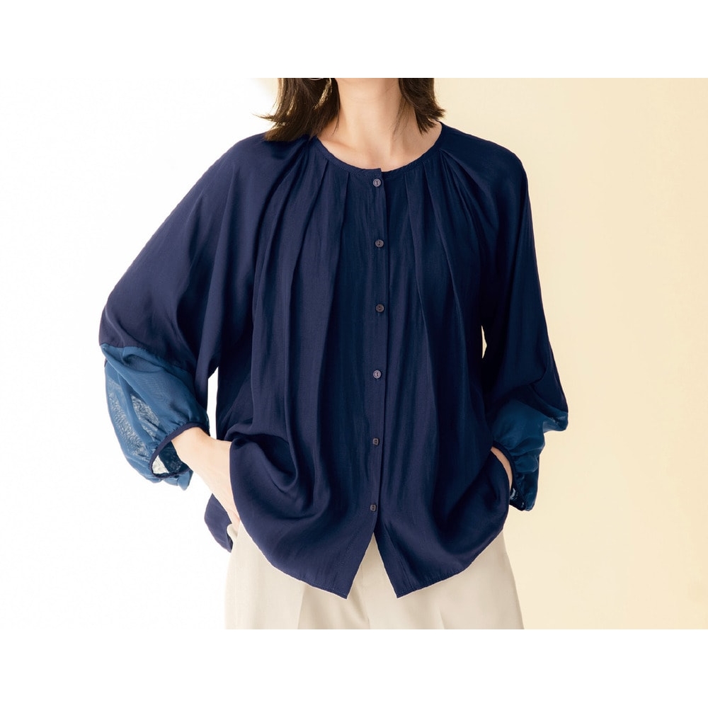 【スタイルノート/StyleNote】袖シアー切替えデザインブラウス