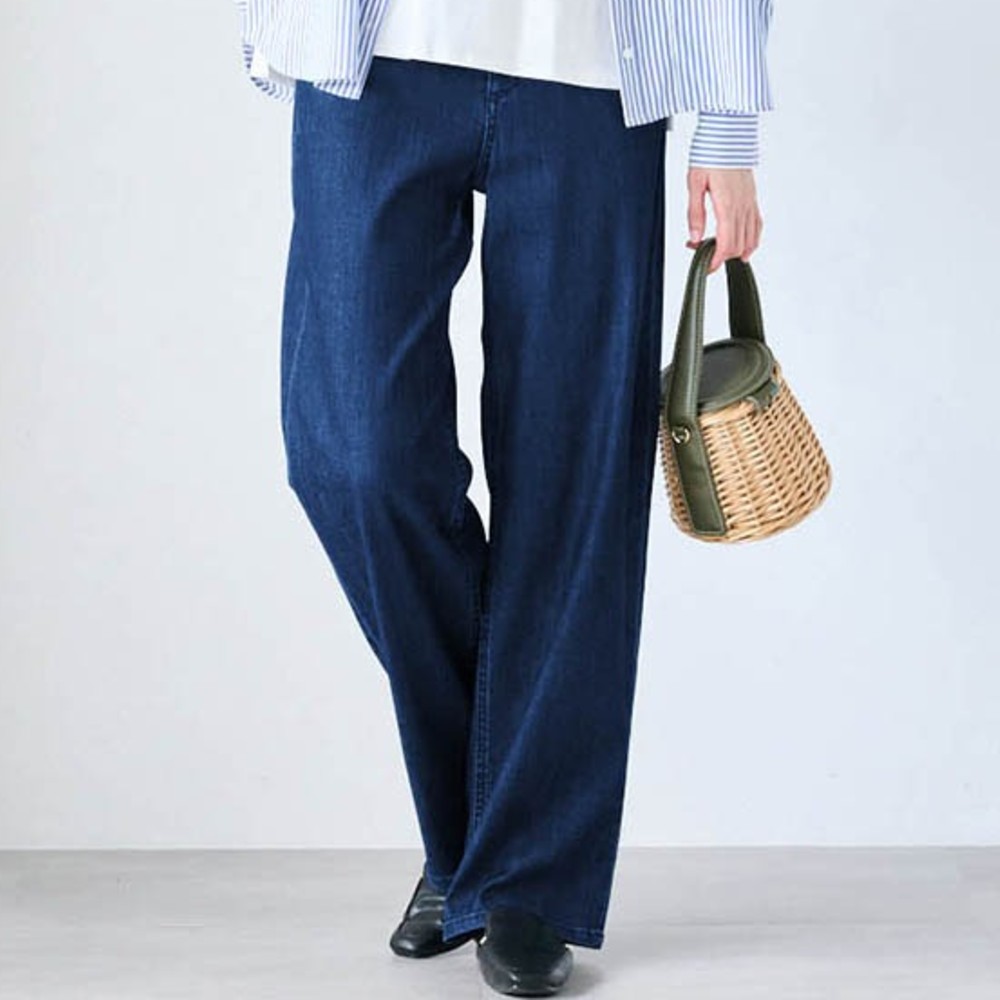 切替えデザインワイドデニム 【プチ・トールサイズあり】(スタイルノート/StyleNote)