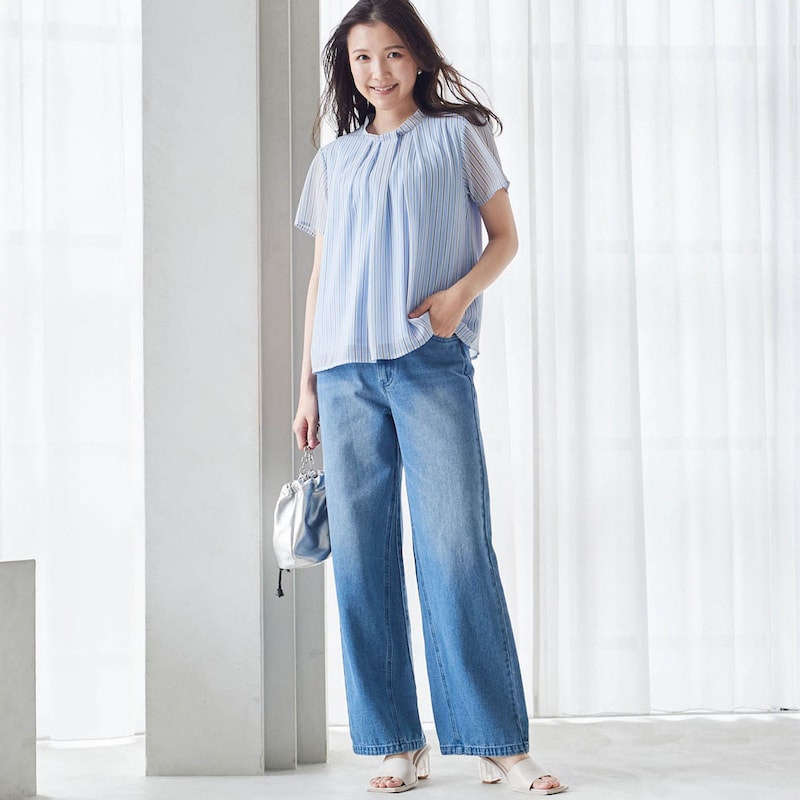 モデル身長170cm／M ※写真は撮影用のため股下+6cmになります。