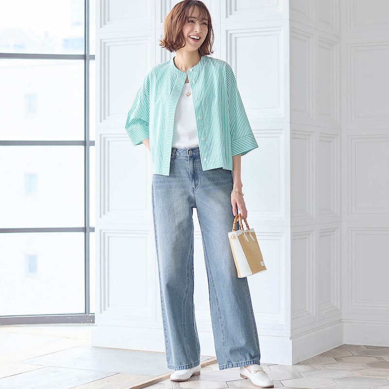 モデル身長169cm／M ※写真は撮影用のため股下+6cmになります。