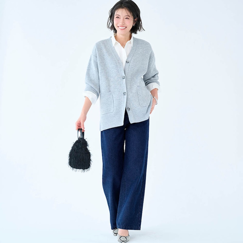 モデル身長168cm／M ※写真は撮影用のため股下+6cmになります。