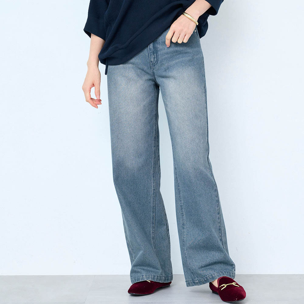 切替えデザインワイドデニム 【プチ・トールサイズあり】 切替えデザインワイドデニム 【プチ・トールサイズあり】